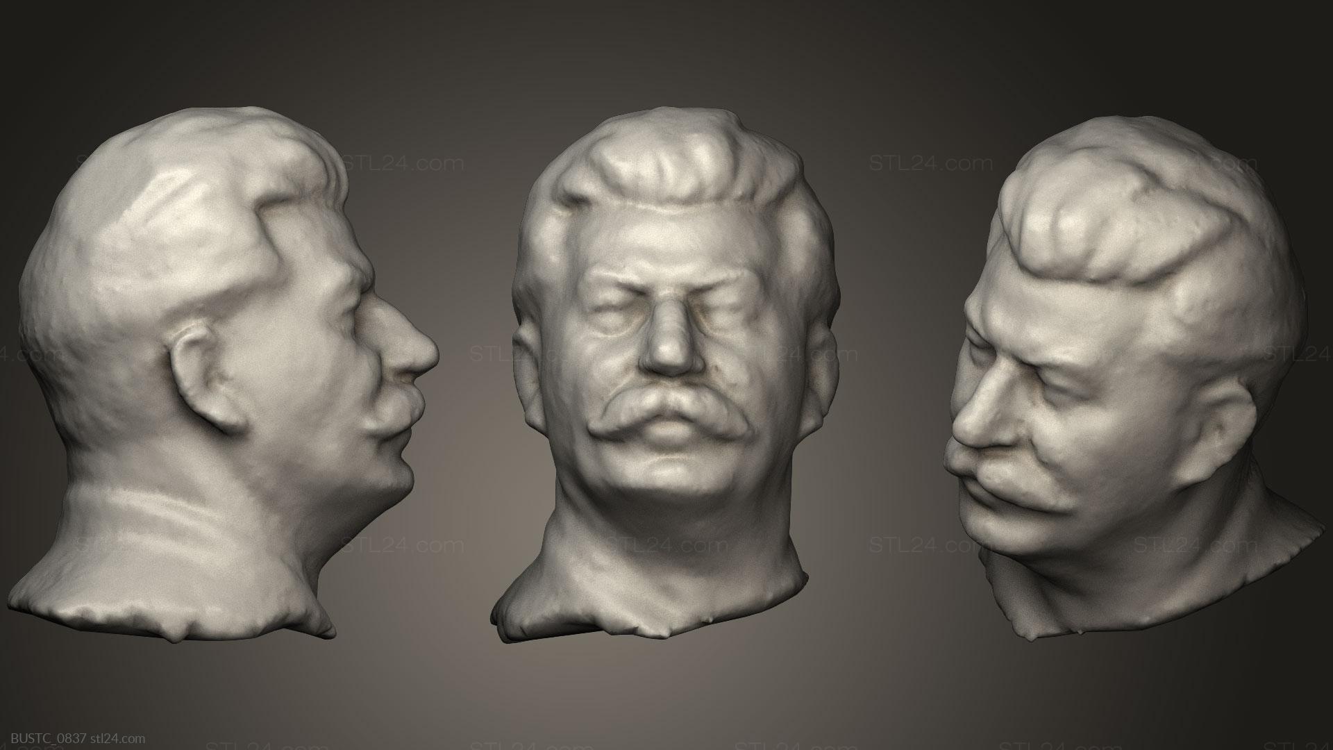 Бюсты и барельефы известных личностей (Скульптура Сталина, BUSTC_0837) 3D модель для ЧПУ станка